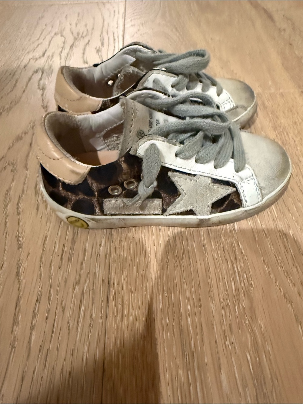 Golden Goose Kids Leopard Print Star Sneakers - White & Tan